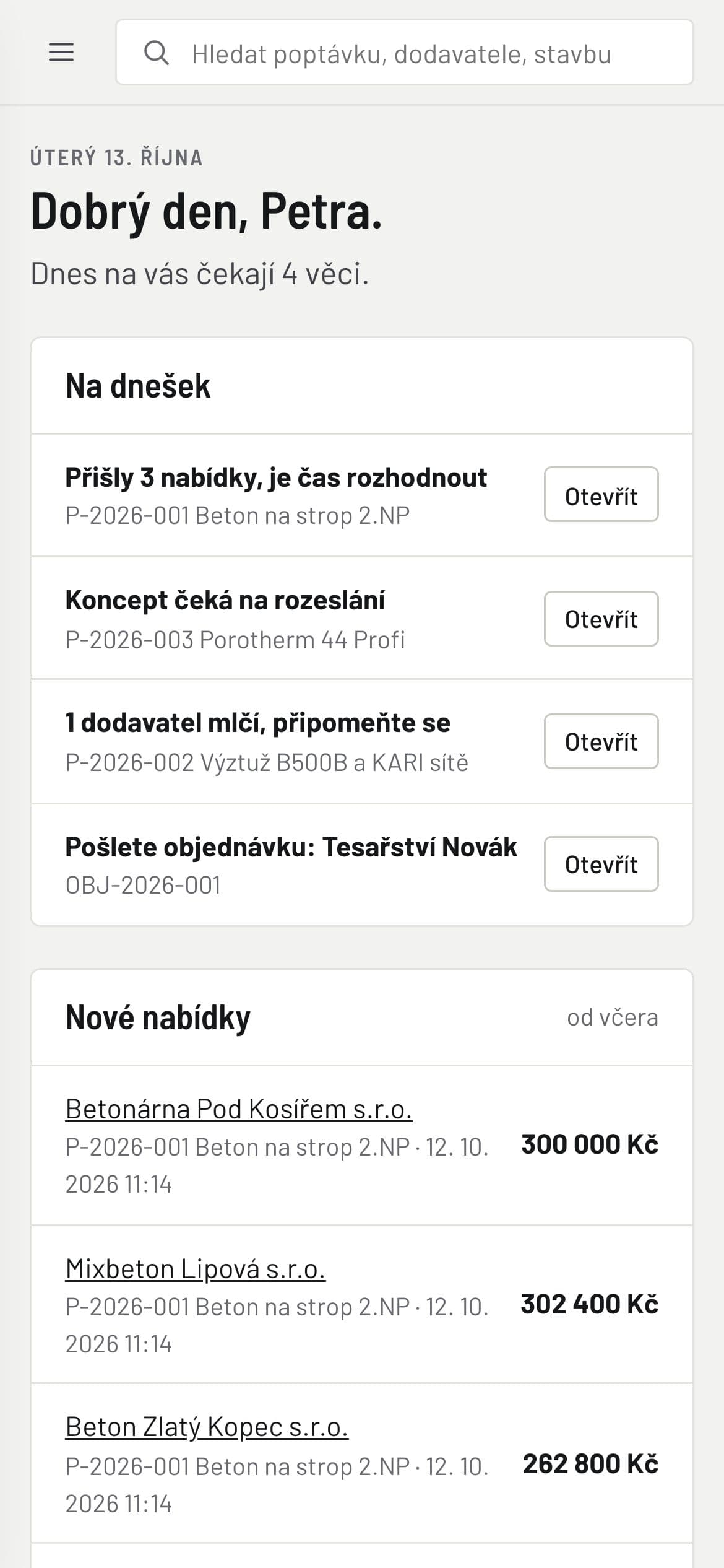 Přehled úkolů na dnešek v telefonu